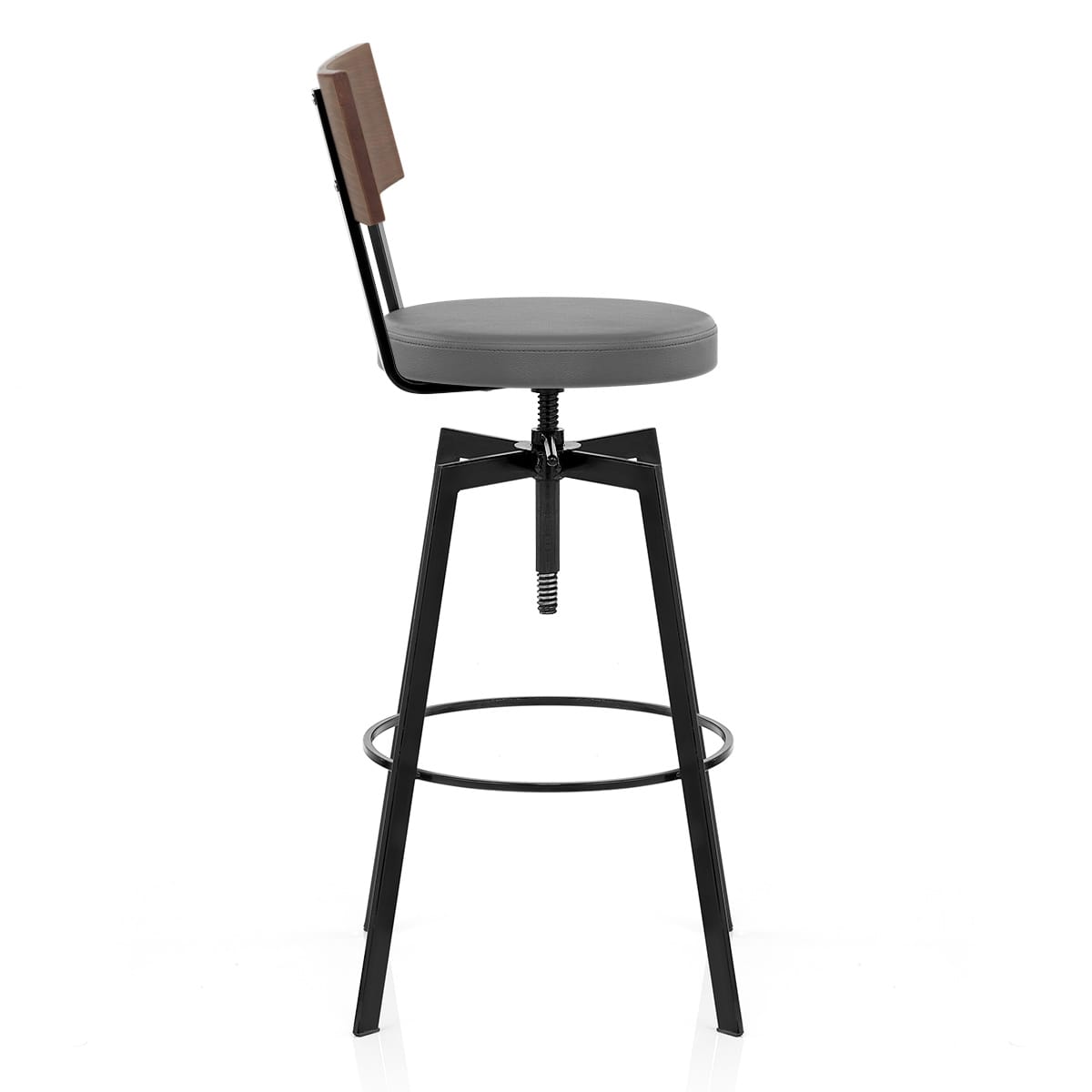 Taburete Madera Polipiel - Urban Industrial Gris