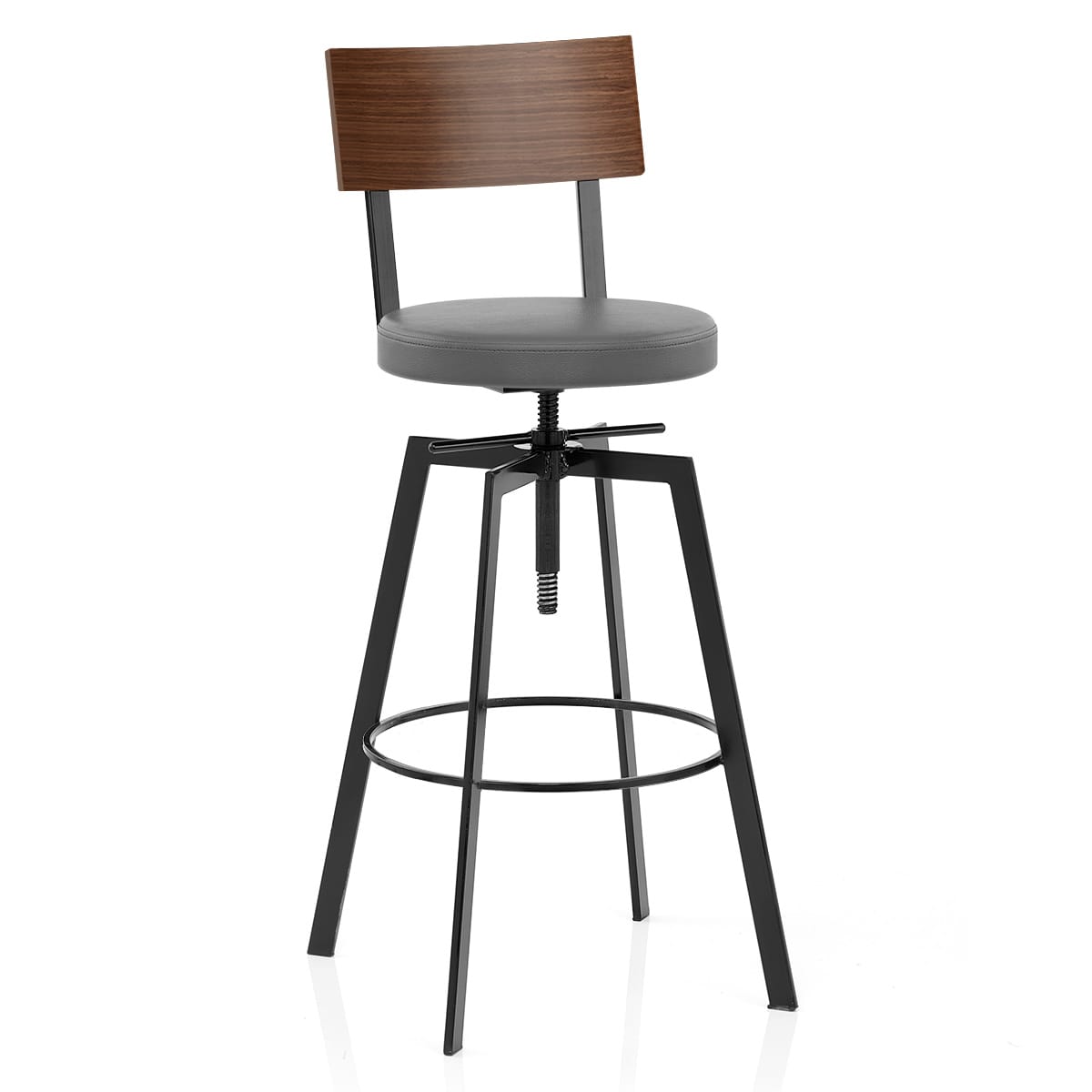 Taburete Madera Polipiel - Urban Industrial Gris