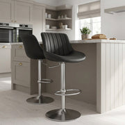 Taburete Cuero Real - Versailles Negro