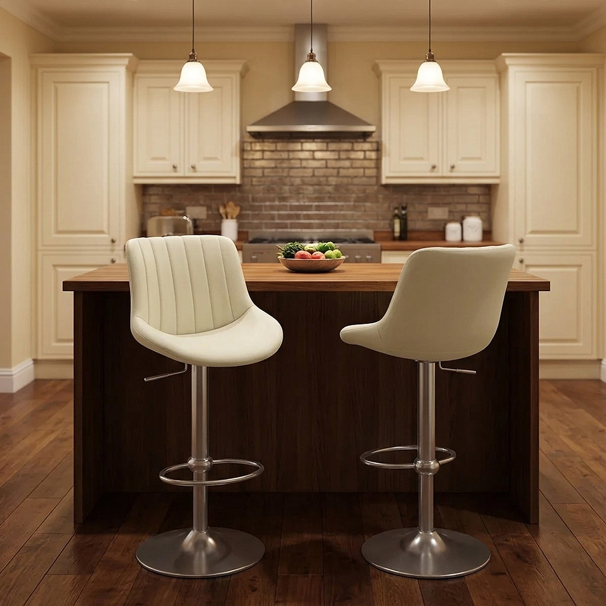 Taburete Cuero Real - Versailles Crema