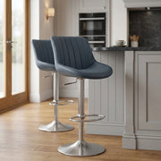 Taburete Cuero Real - Versailles Azul