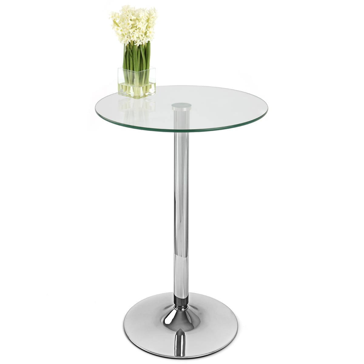 Mesa Cristal Cromo - Vetro Redonda Transparente