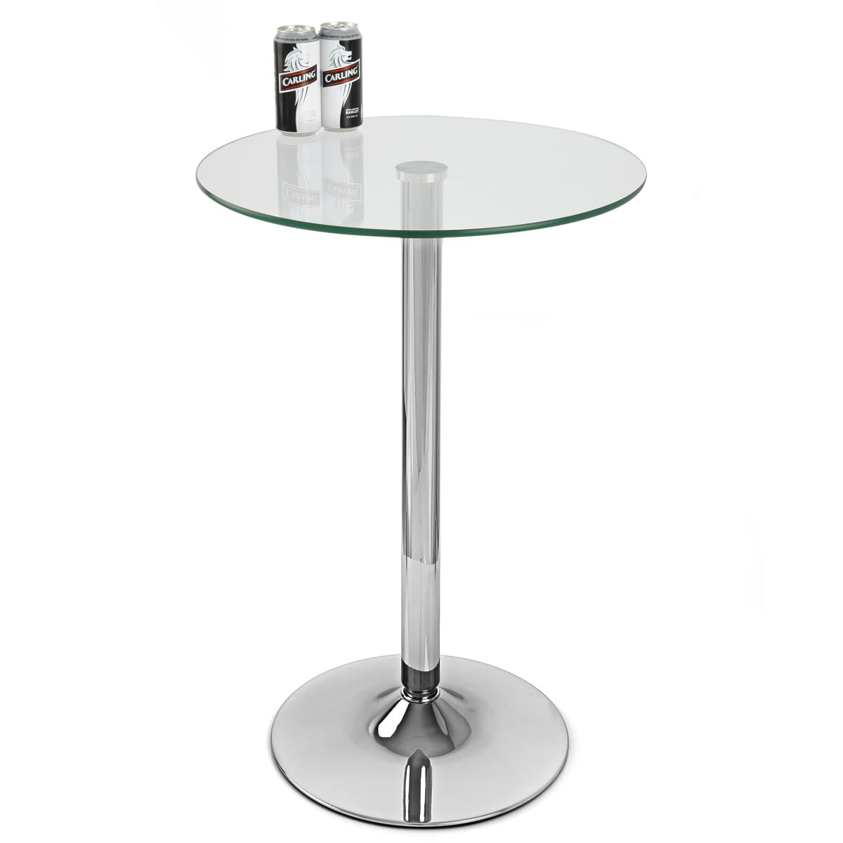 Mesa Cristal Cromo - Vetro Redonda Transparente