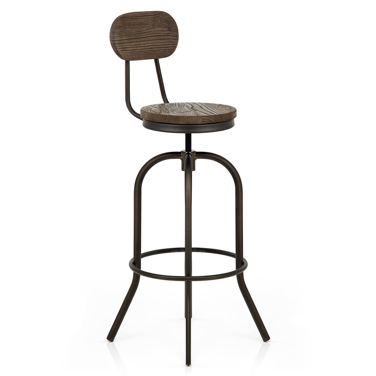 Taburete Madera Oscura - Vintage Swivel Madera