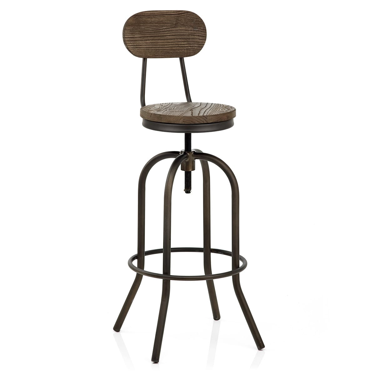 Taburete Madera Oscura - Vintage Swivel Madera