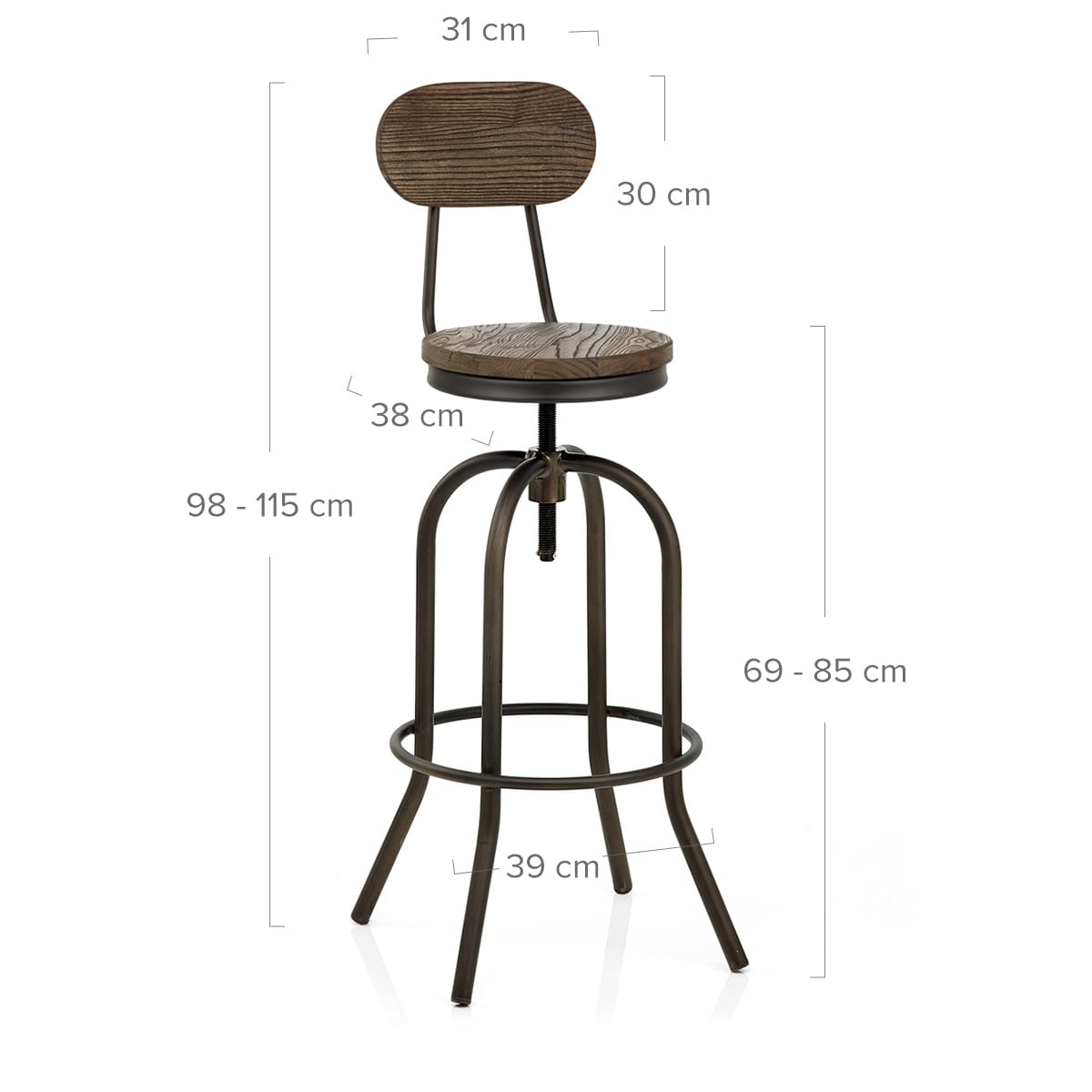 Taburete Madera Oscura - Vintage Swivel Madera