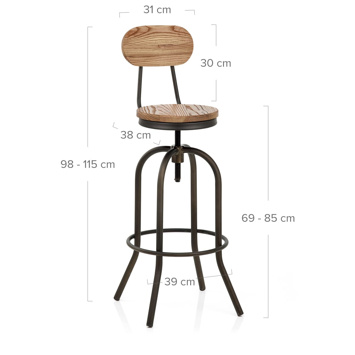 Taburete Madera Clara - Vintage Swivel Madera