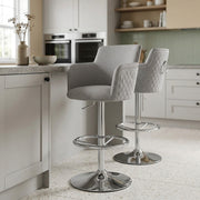 Taburete Tela Cromo - Vogue Gris