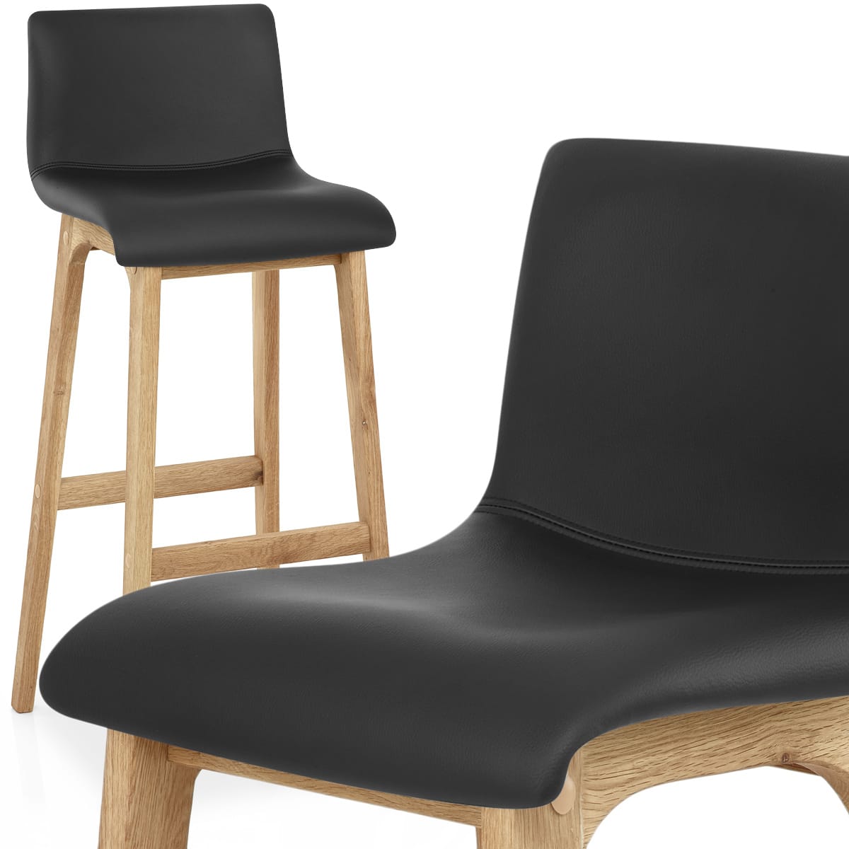 Taburete Polipiel Madera - Wave Negro