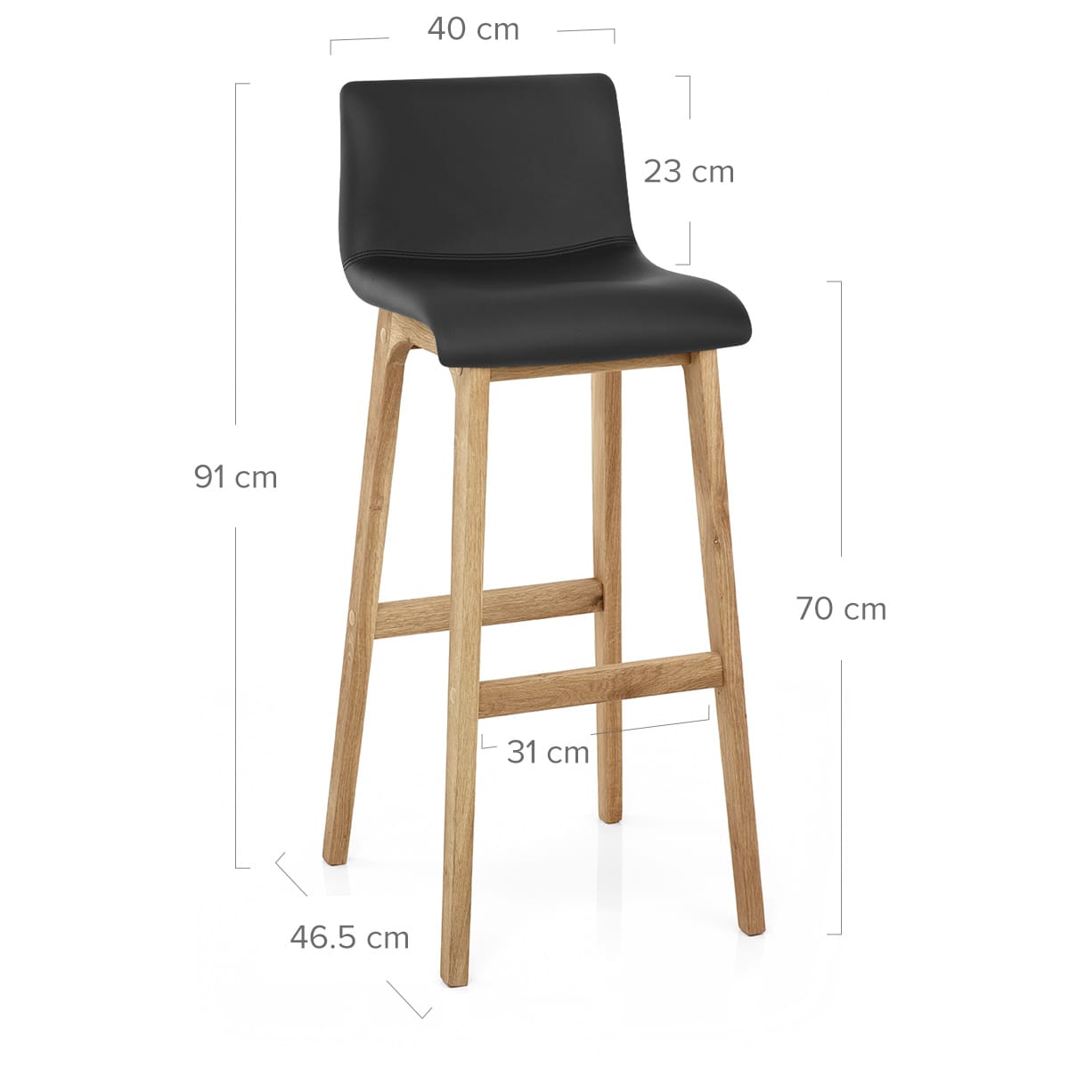 Taburete Polipiel Madera - Wave Negro