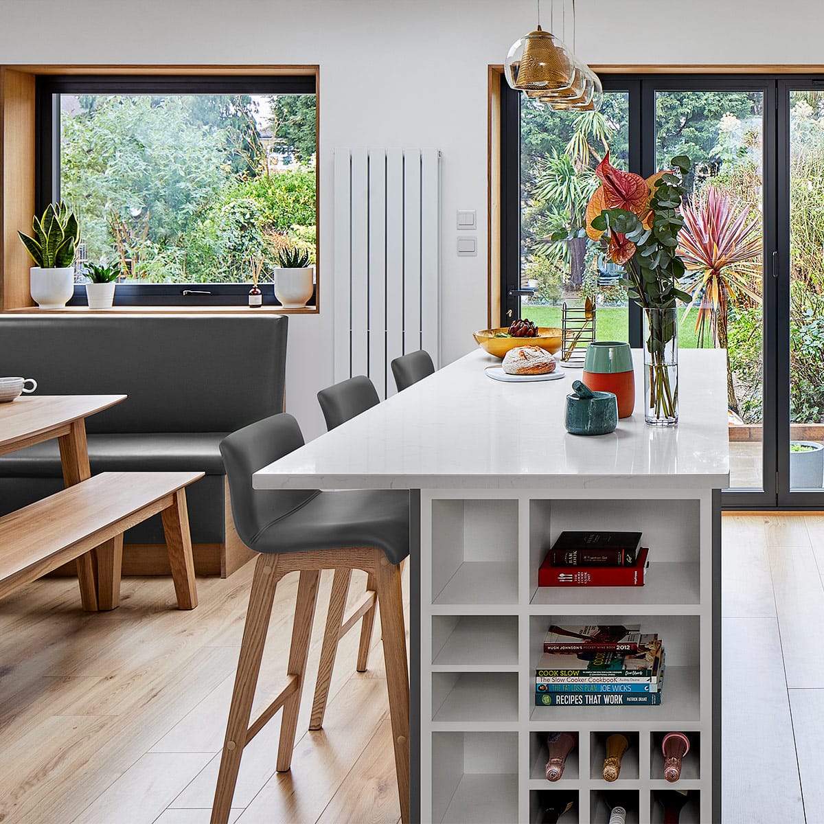 Taburete Polipiel Madera - Wave Gris