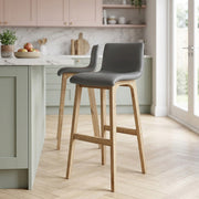 Taburete Polipiel Madera - Wave Gris