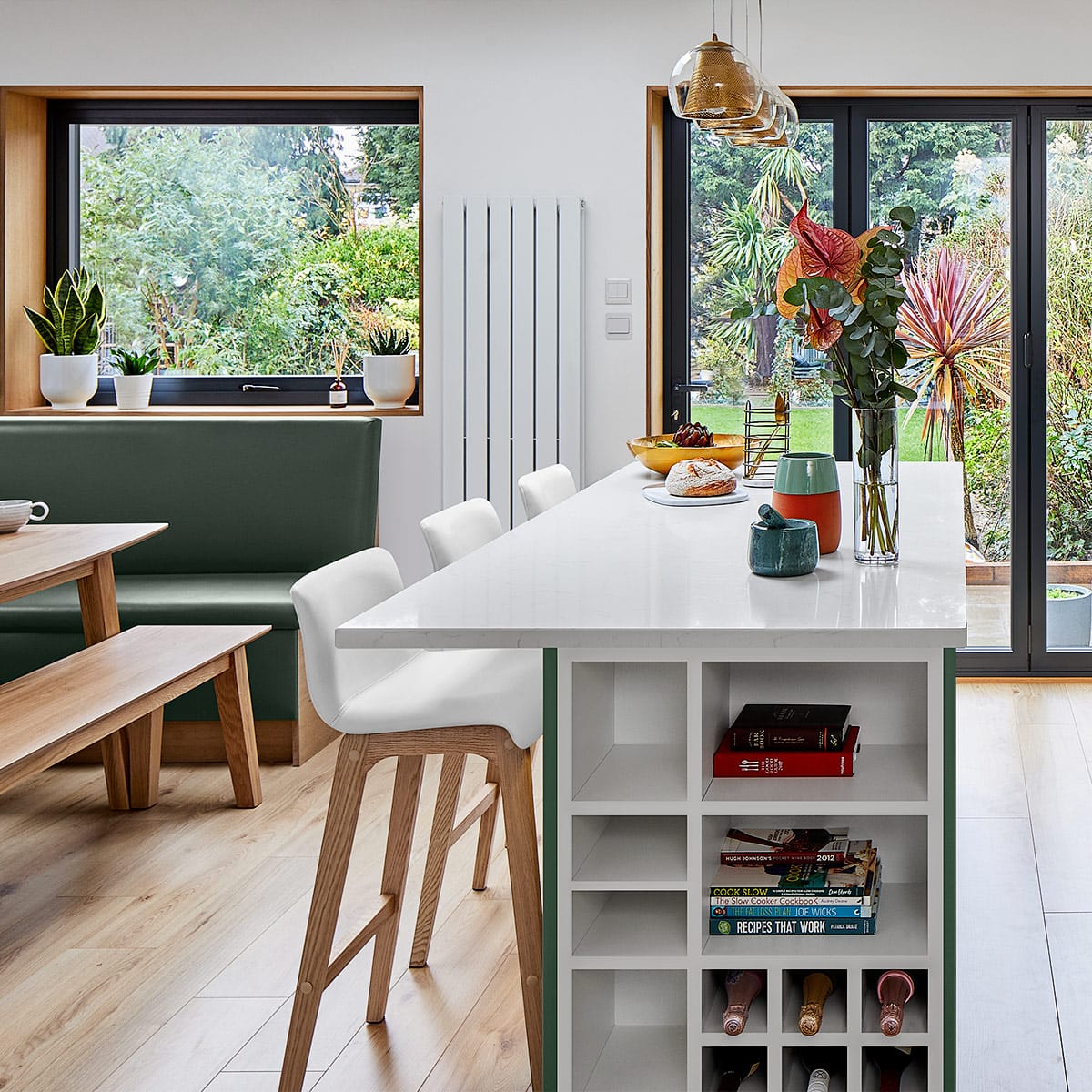 Taburete Polipiel Madera - Wave Blanco