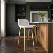 Taburete Polipiel Madera - Wave Blanco