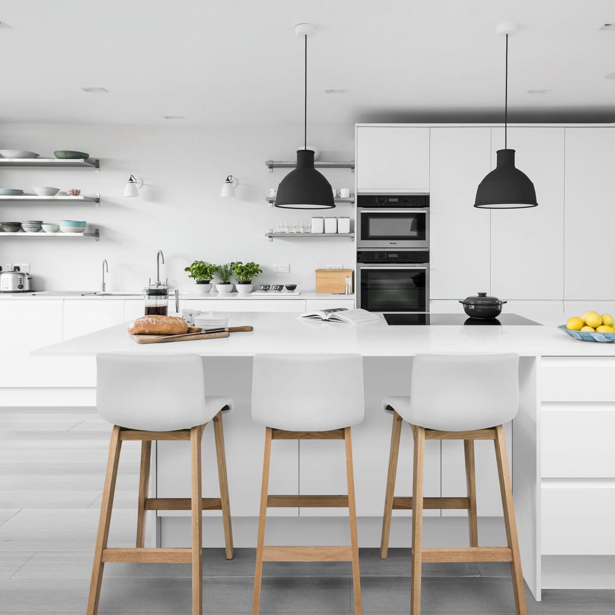 Taburete Polipiel Madera - Wave Blanco