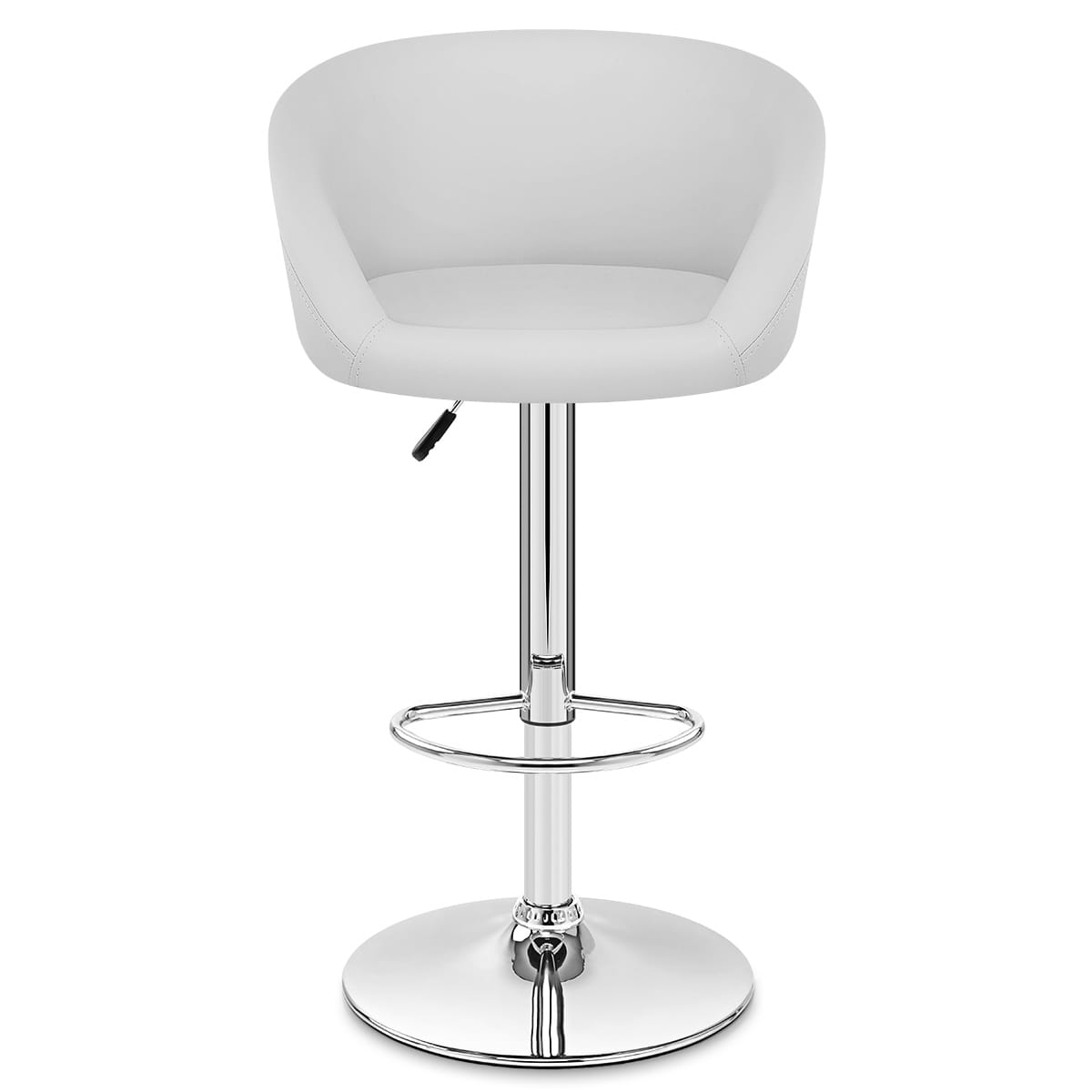 Taburete Polipiel Cromo - Eclipse Blanco