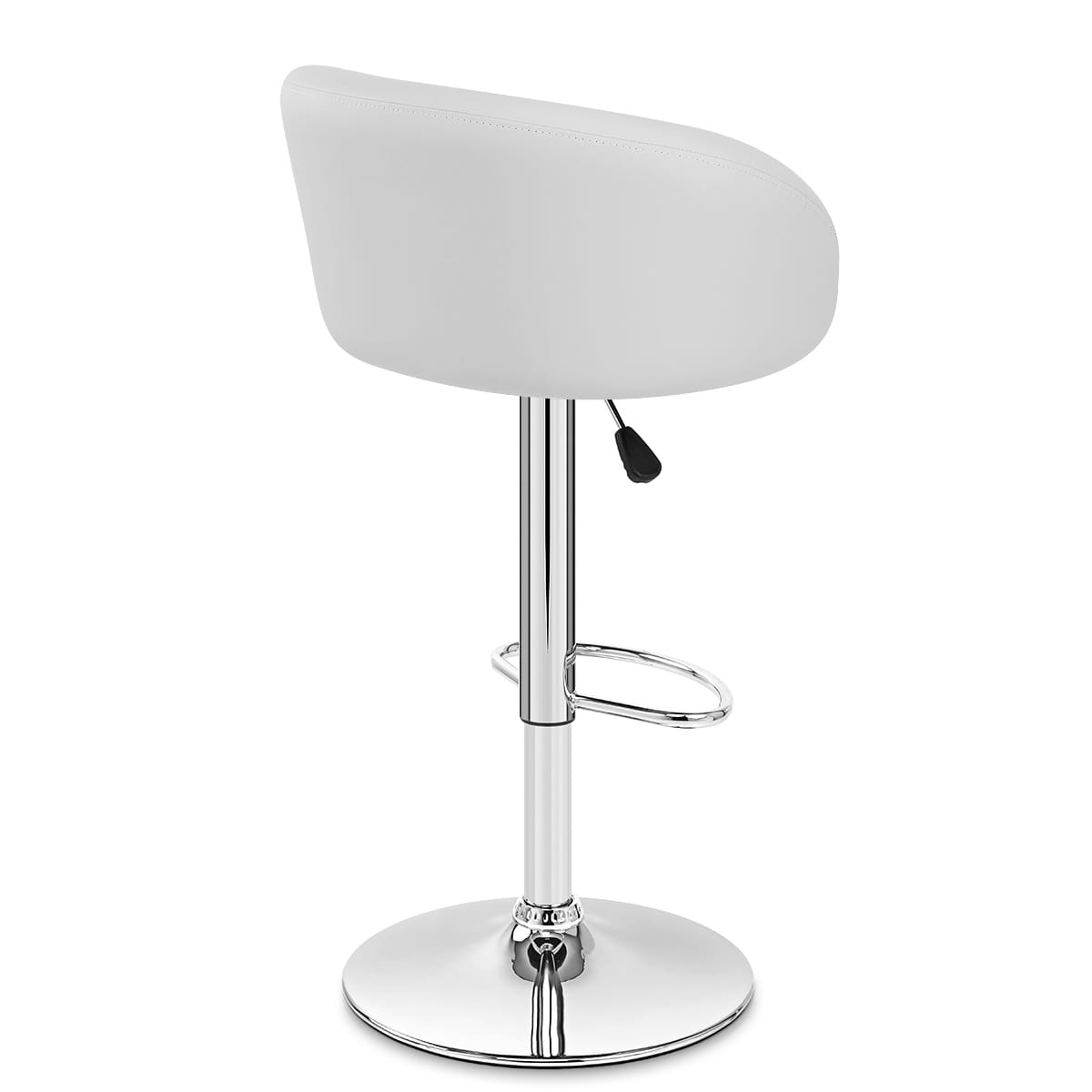 Taburete Polipiel Cromo - Eclipse Blanco