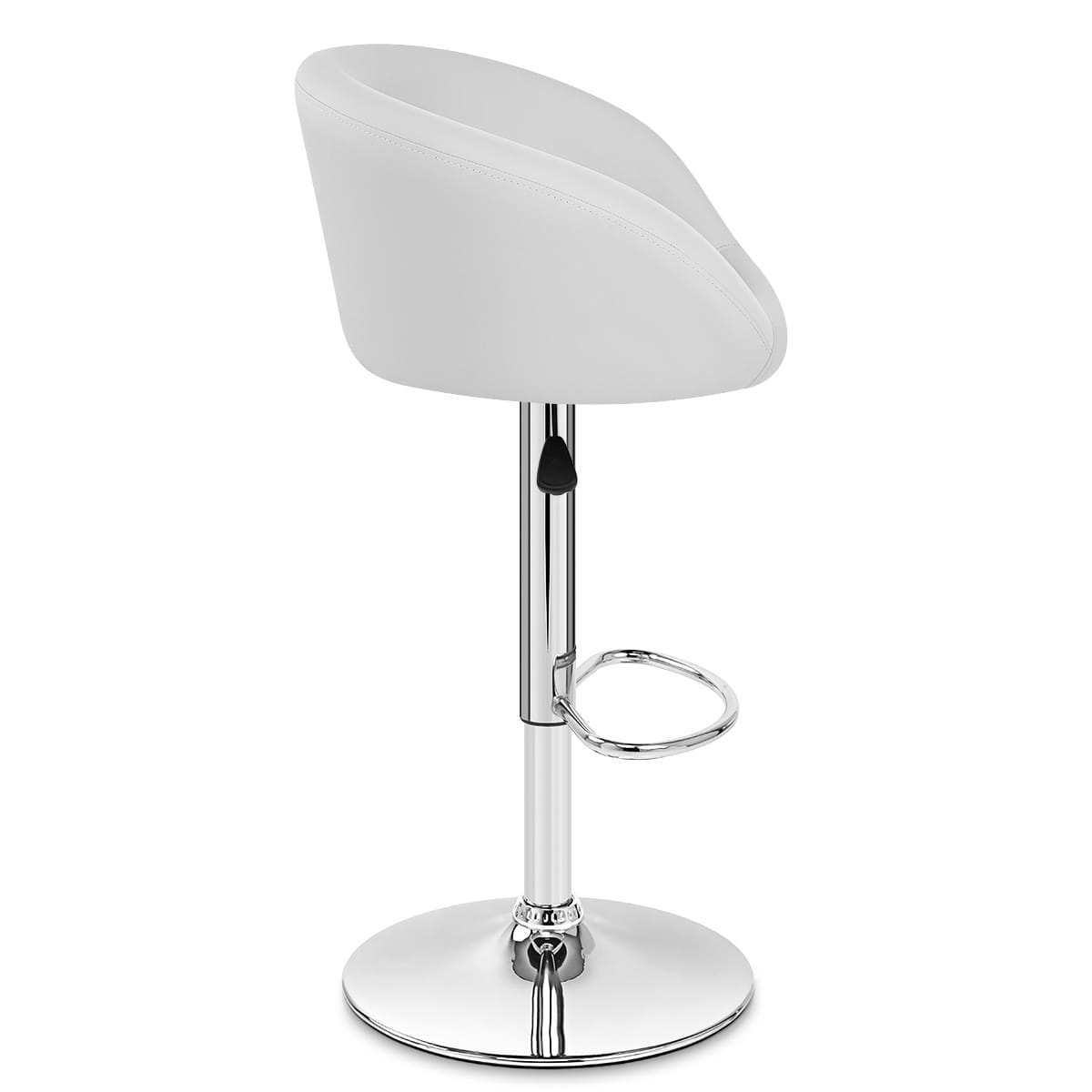Taburete Polipiel Cromo - Eclipse Blanco