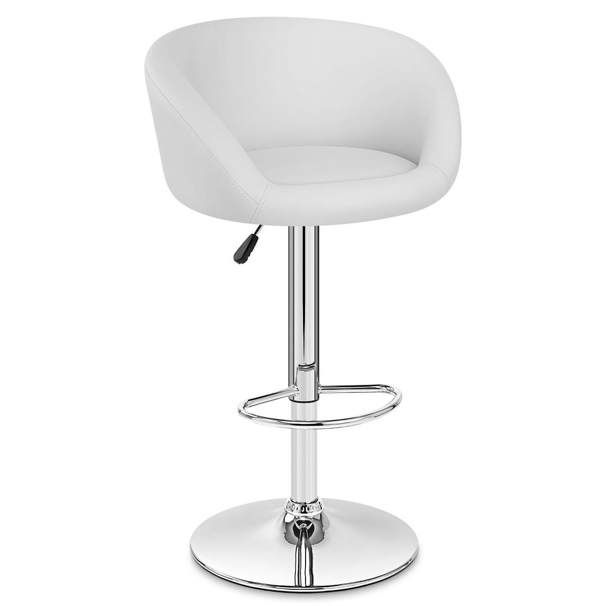 Taburete Polipiel Cromo - Eclipse Blanco