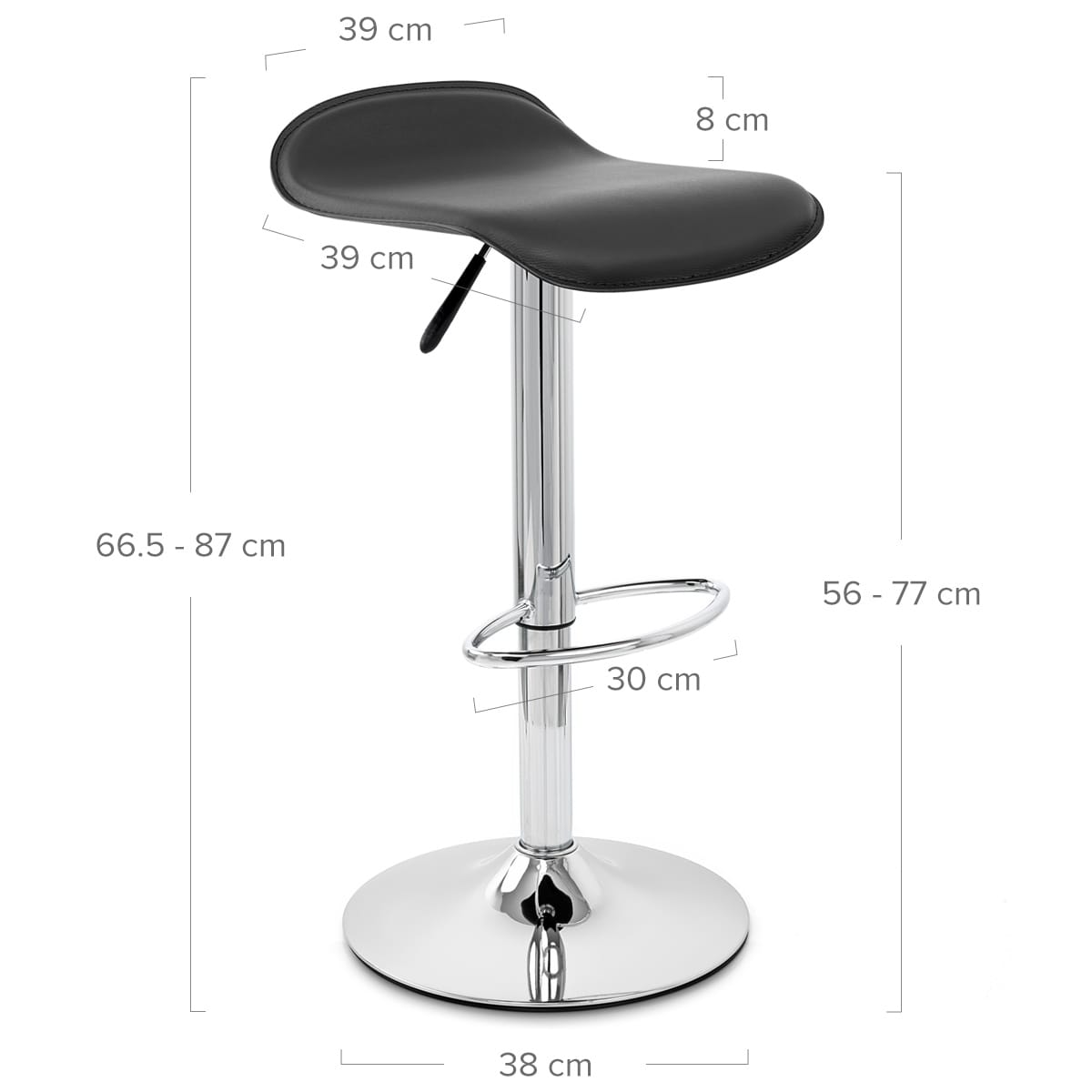 Taburete Polipiel Cromo - Zares Negro