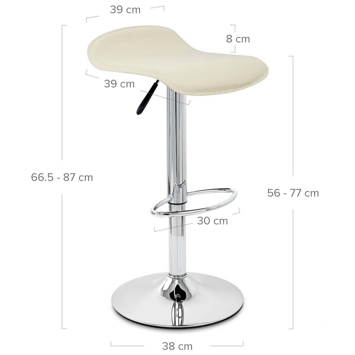 Taburete Polipiel Cromo - Zares Crema