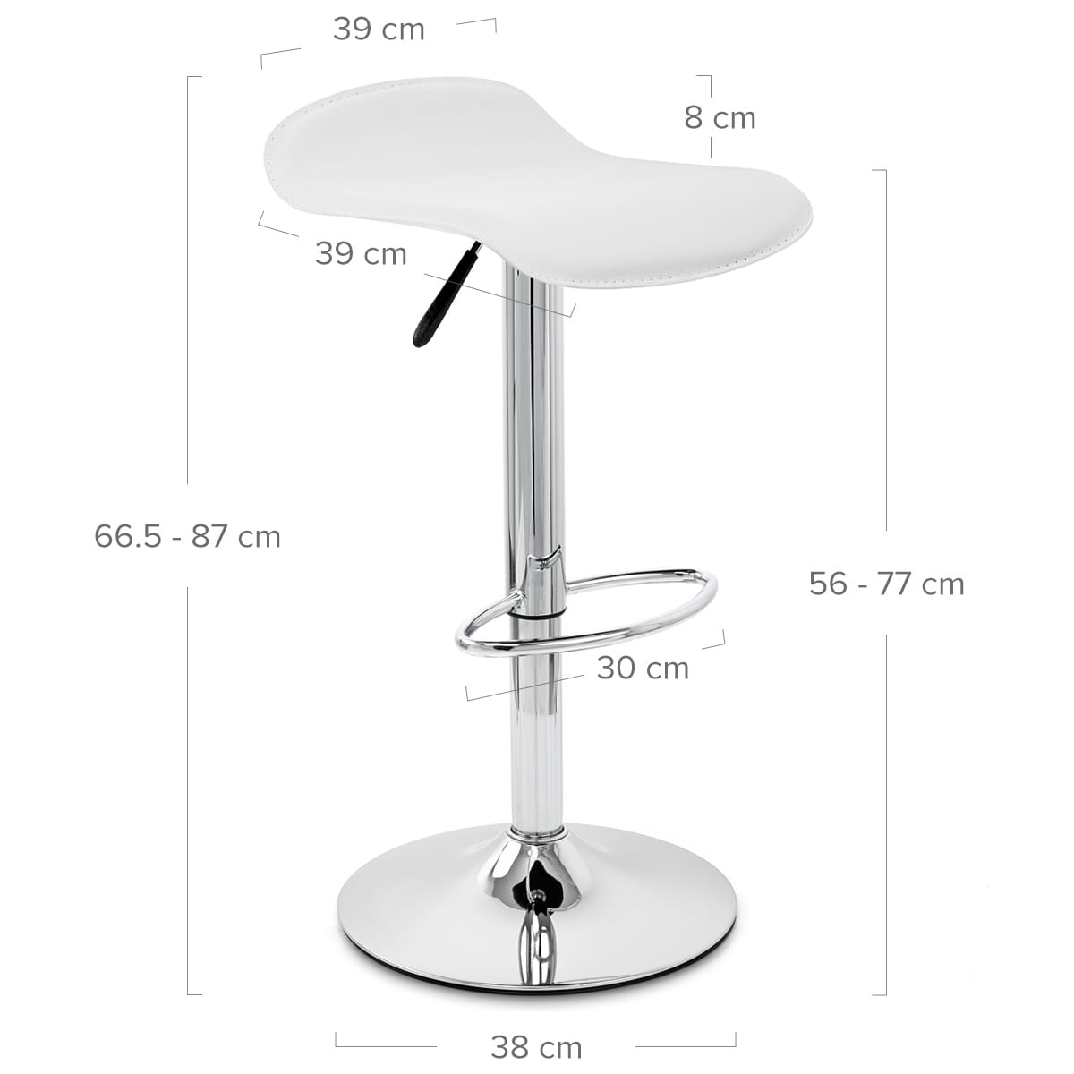 Taburete Polipiel Cromo - Zares Blanco