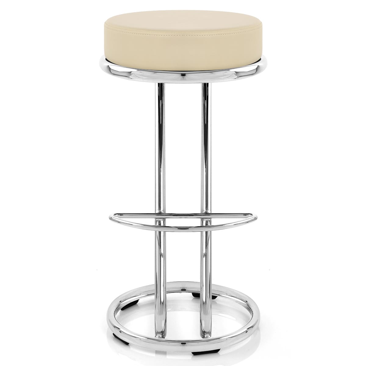 Taburete Polipiel Cromo - Zaza Crema