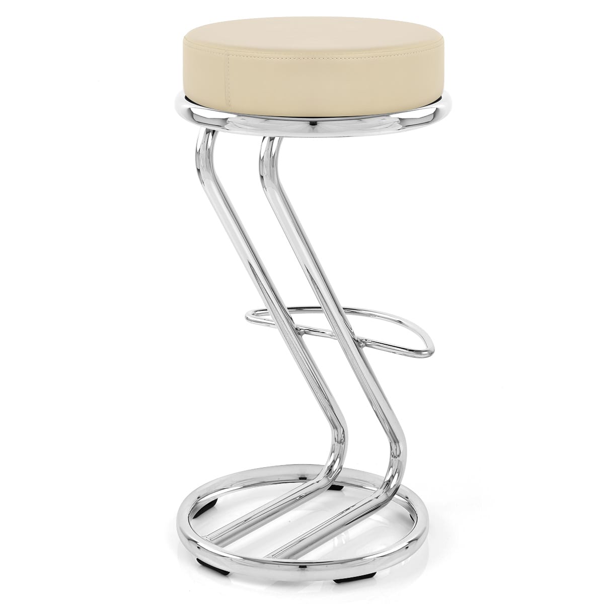 Taburete Polipiel Cromo - Zaza Crema