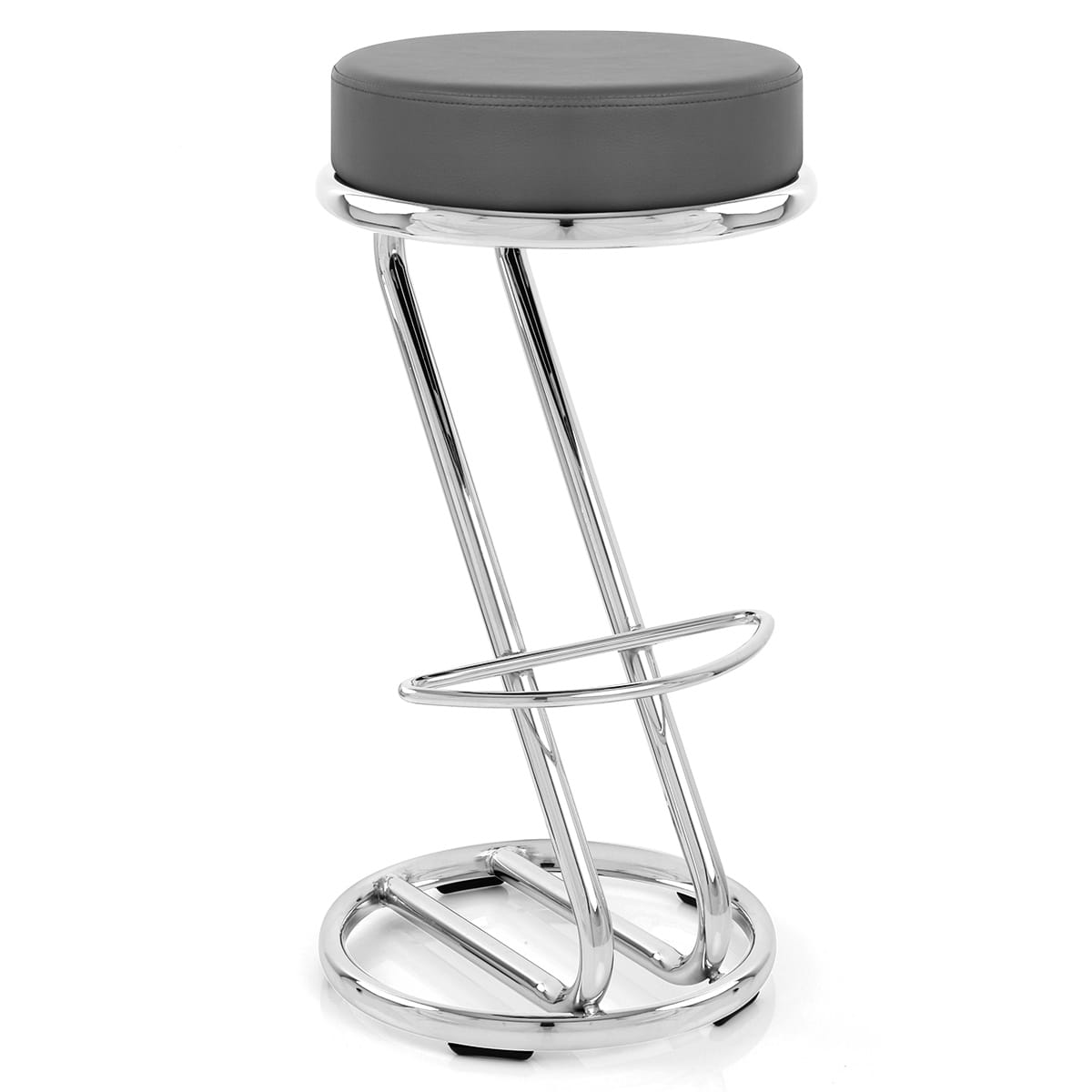 Taburete Polipiel Cromo - Zaza Gris