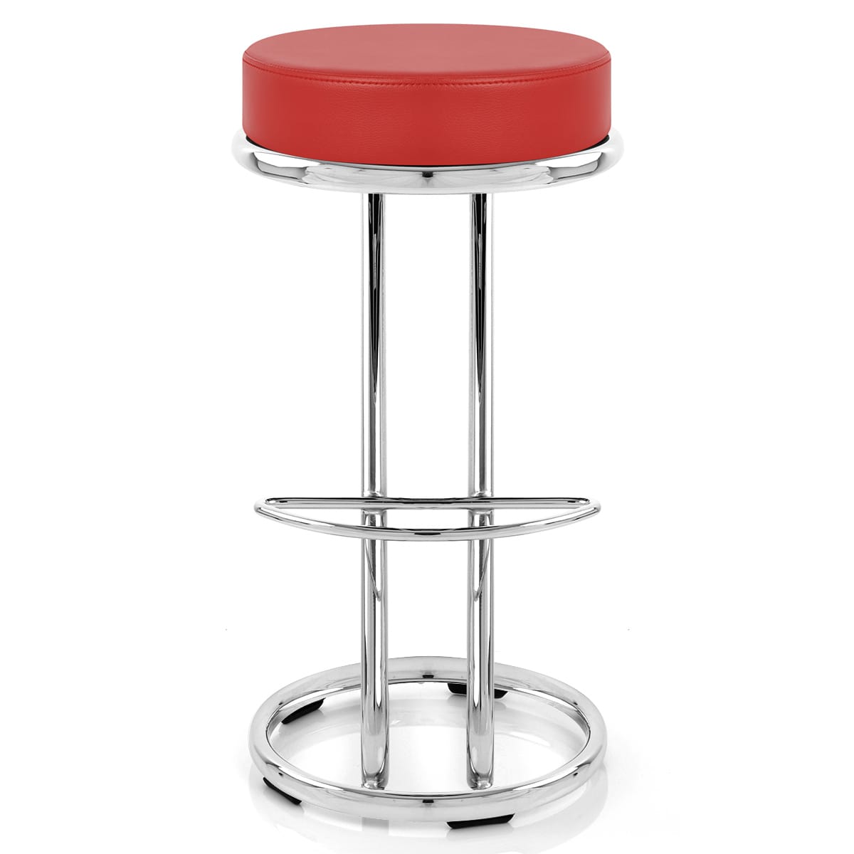 Taburete Polipiel Cromo - Zaza Rojo