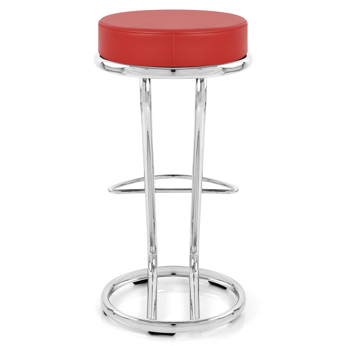 Taburete Polipiel Cromo - Zaza Rojo