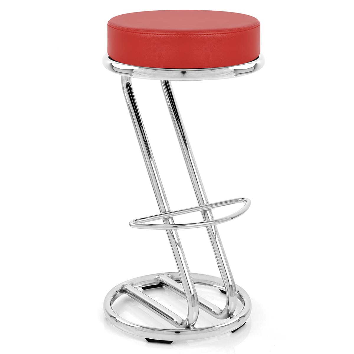 Taburete Polipiel Cromo - Zaza Rojo
