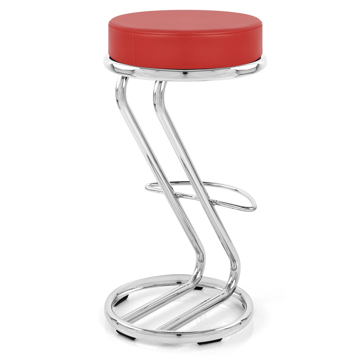 Taburete Polipiel Cromo - Zaza Rojo