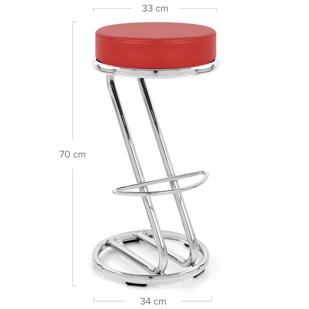 Taburete Polipiel Cromo - Zaza Rojo