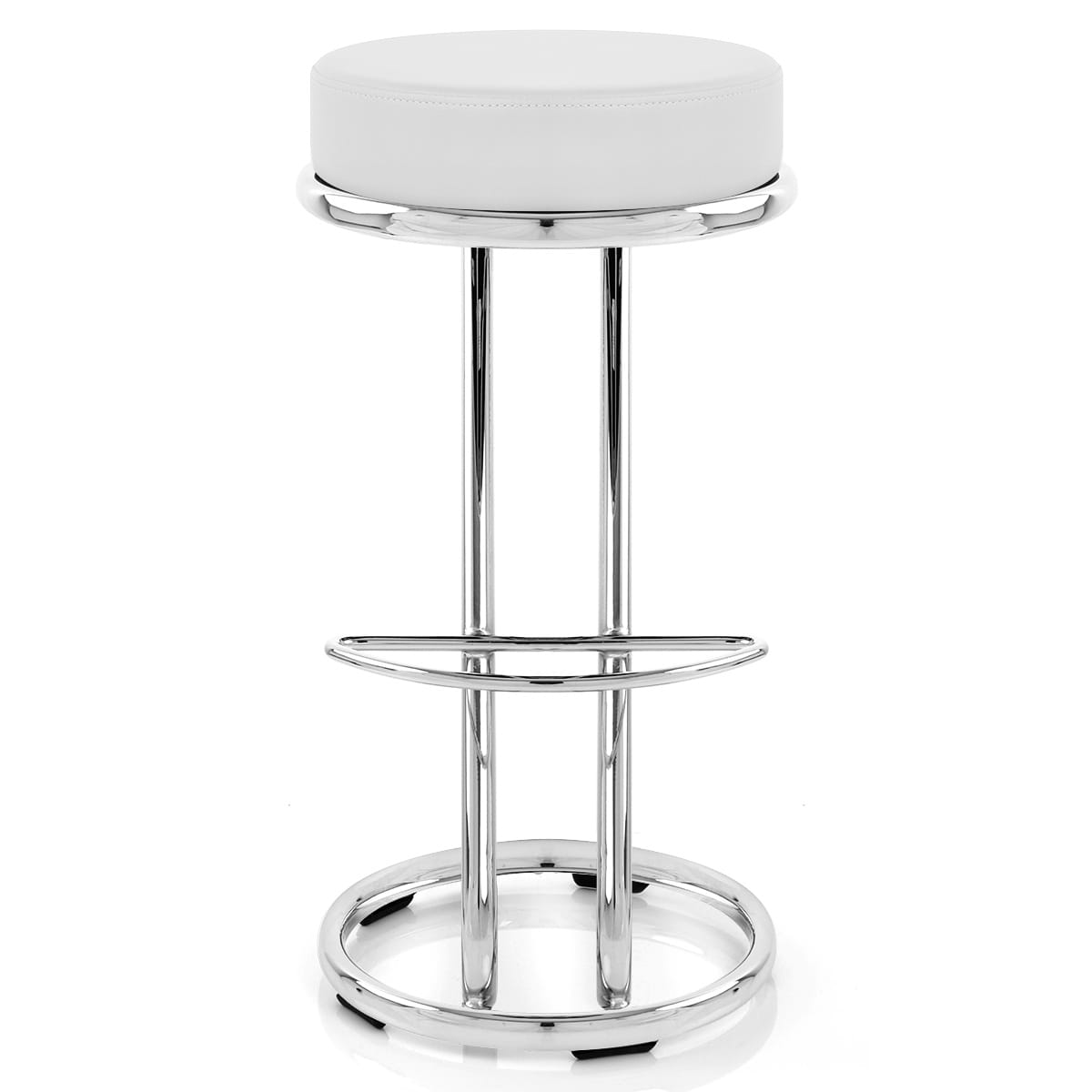 Taburete Polipiel Cromo - Zaza Blanco