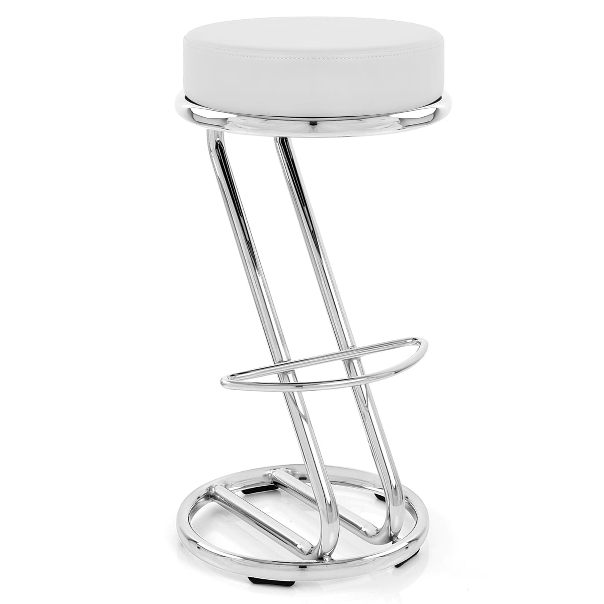 Taburete Polipiel Cromo - Zaza Blanco