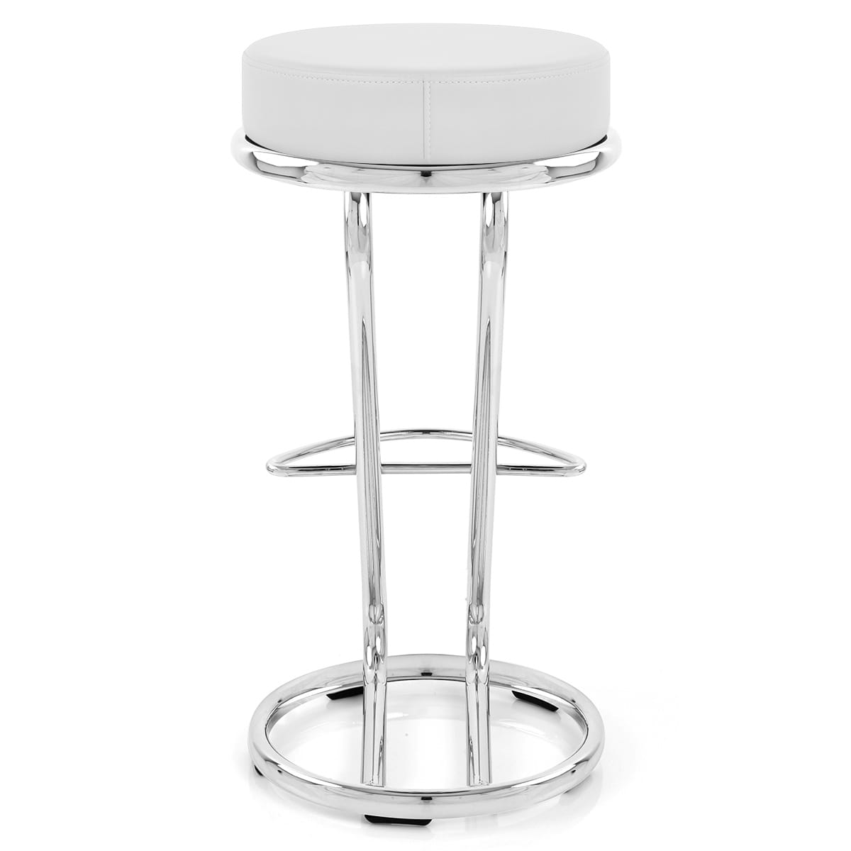 Taburete Polipiel Cromo - Zaza Blanco