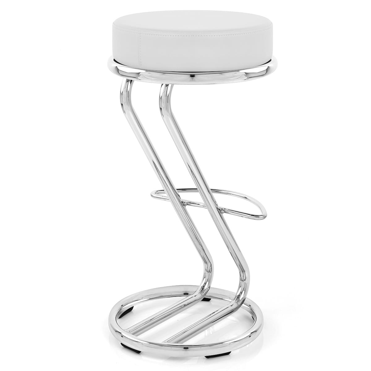 Taburete Polipiel Cromo - Zaza Blanco