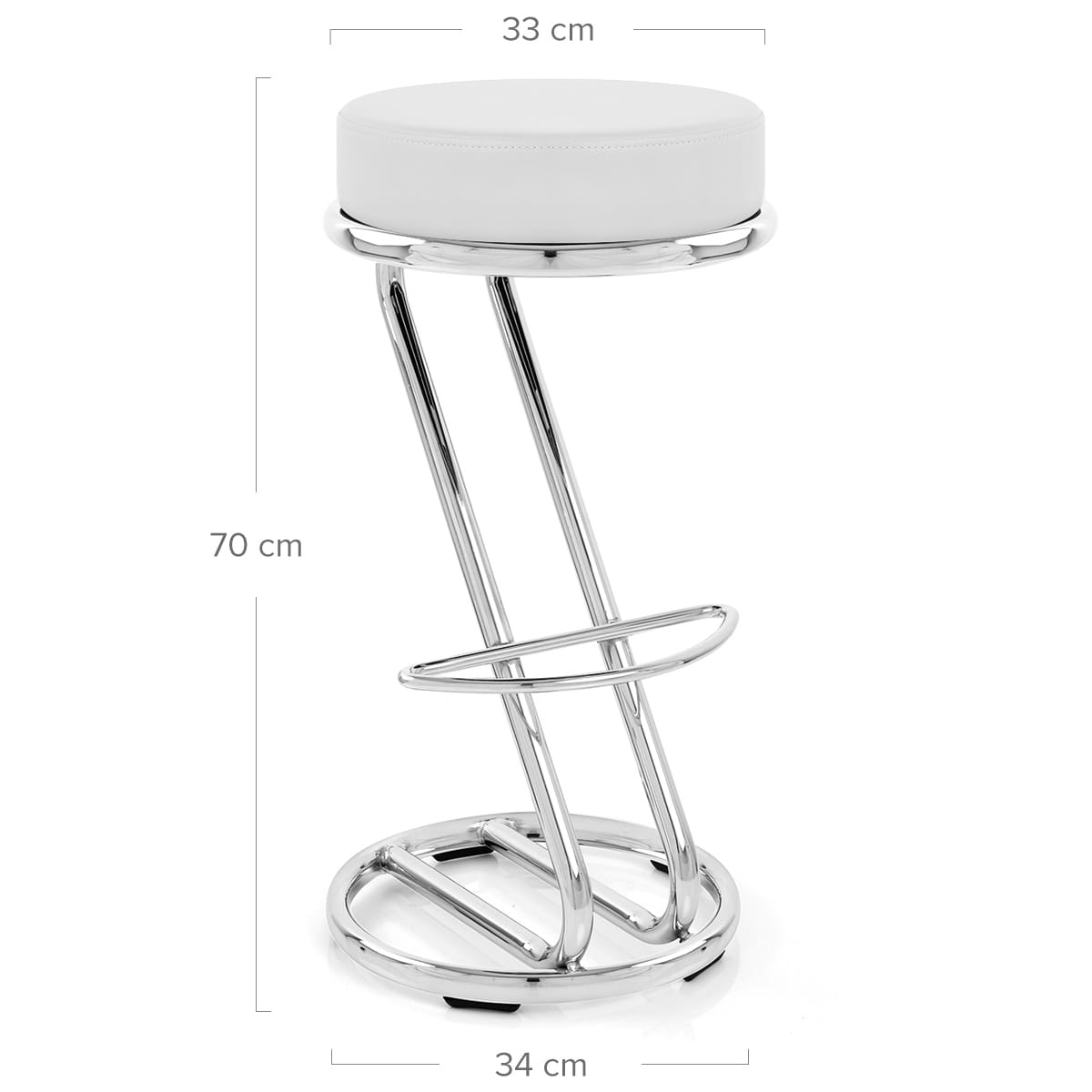 Taburete Polipiel Cromo - Zaza Blanco
